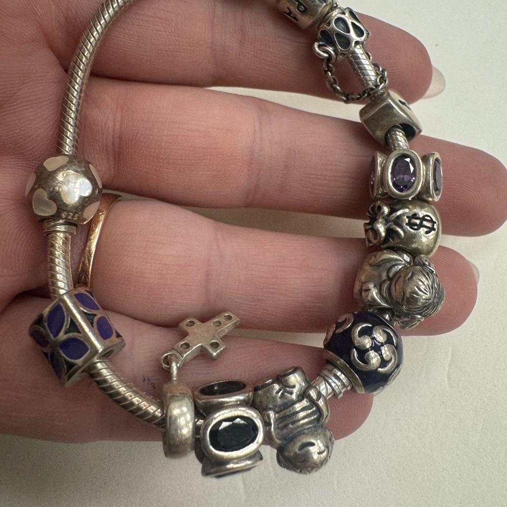 Authentic Vintage Sterling Silver PANDORA Charm Bracelet 6.5" Wrist 52.2g - Picture 7 of 16